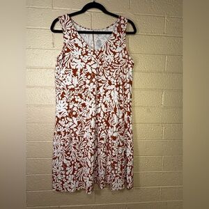 St. John's Bay Brown and White Floral Midi Dress